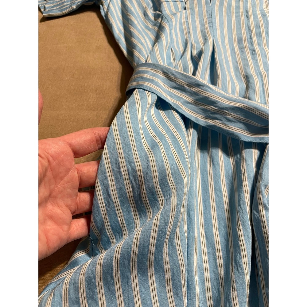 NWT Banana Republic Factory Midi Shirt Dress Size XL Blue White Sash Pockets - Picture 6 of 13